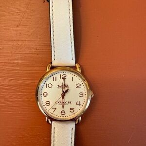 Coach white leather band watch